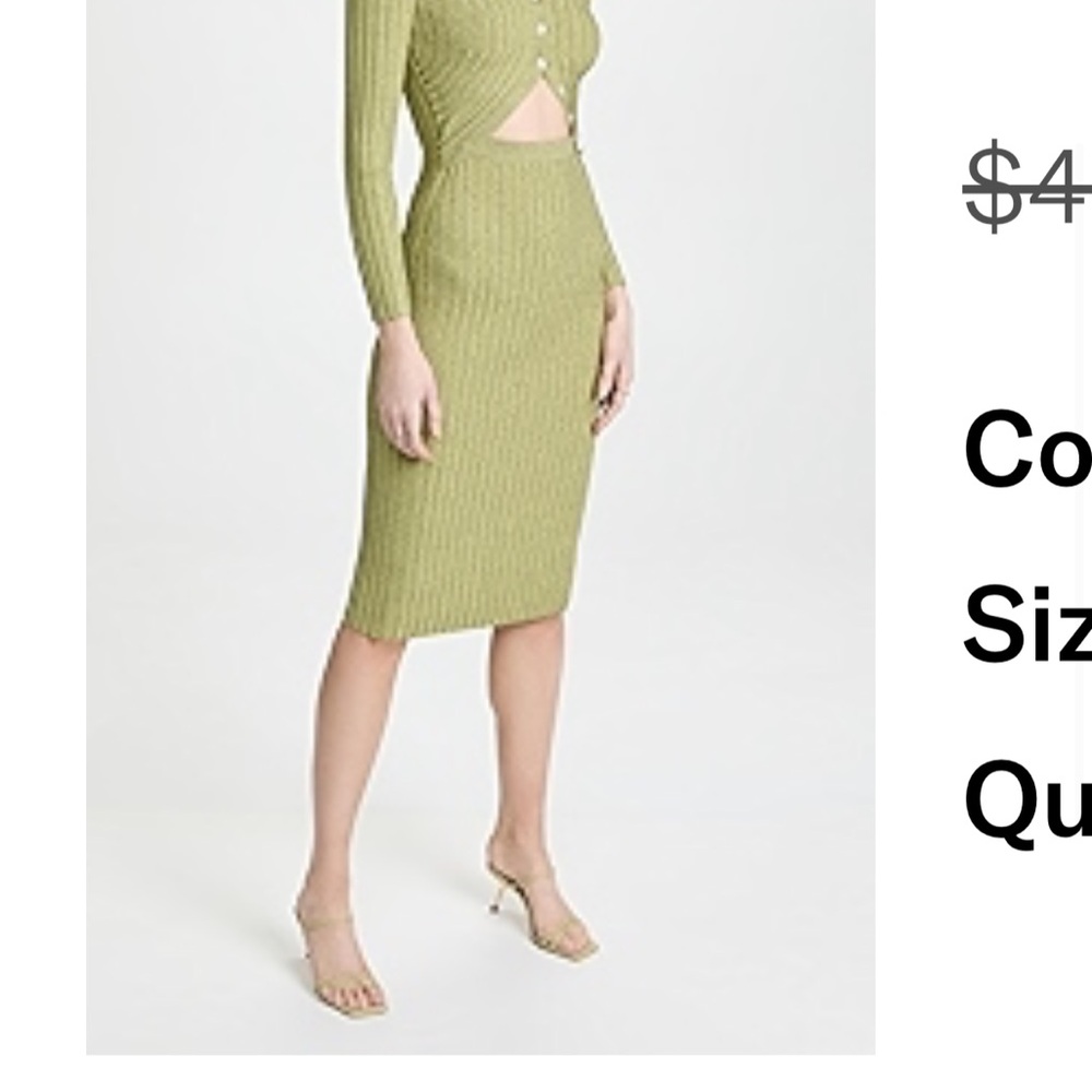 Jonathan Simkhai Green Ribbed Cut Out Midi Dress